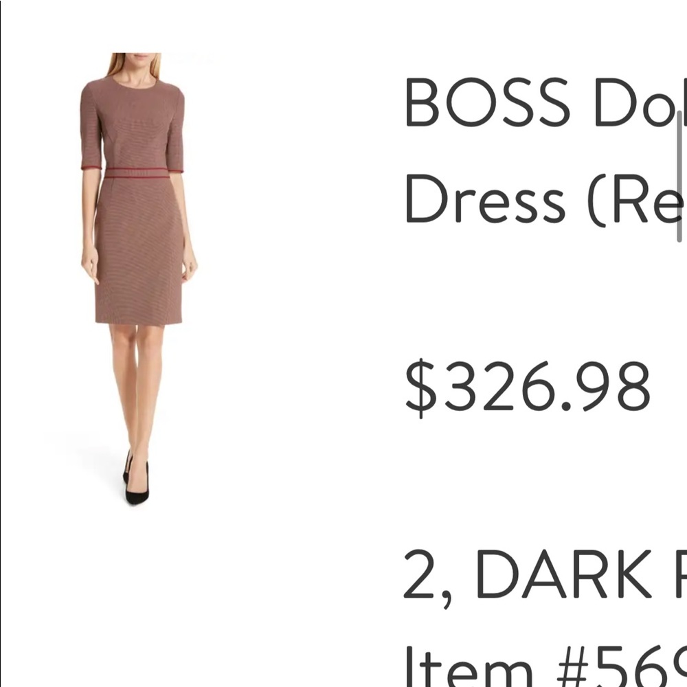 Hugo Boss wool dress. Red beige blAck mini houndstooth pattern